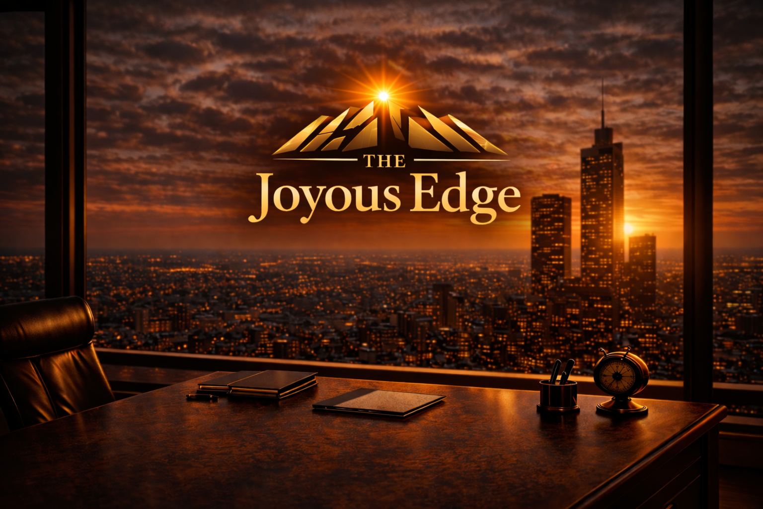 The Joyous Edge identity presented in an executive environment